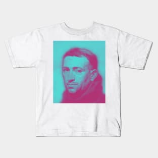 William of Ockham Pink Vintage Portrait | William of Ockham Artwork 14 Kids T-Shirt